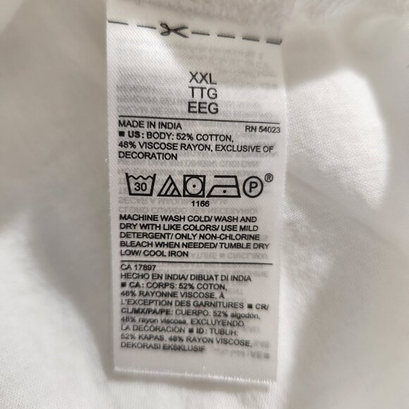 Old Navy Size XXL White Button Up Embroidered Bishop Sleeve Oversized Blouse Top - Picture 14 of 14